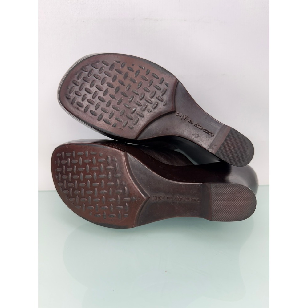 Tommy Hilfiger Tommy Girl Wedge Mule Clogs sz 6 Brown Leather Vintage 90s y2k - Picture 5 of 10